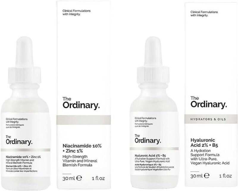 The Ordinary Hyaluronic Acid with 2% + B5 (30ml) and The Ordinary Niacinamide 10% + Zinc 1% (30ml) Bundle Face Care Set